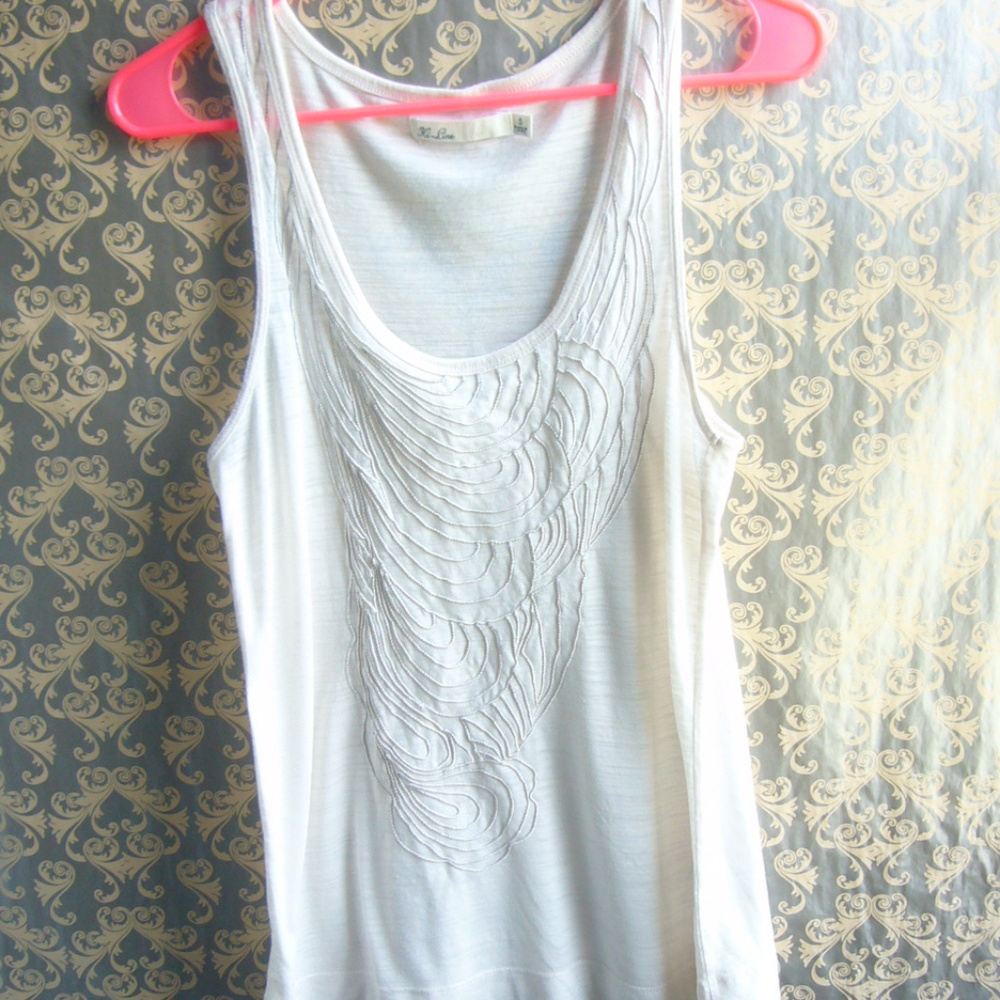 Hi-LIne Madewell Ivory Beaded Tank Top - Size S